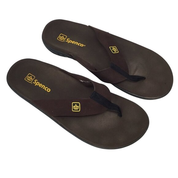 Spenco Pure Sandals Flip Flops Recovery Orthotic Support Brown Thong Size 12 - Picture 1 of 8